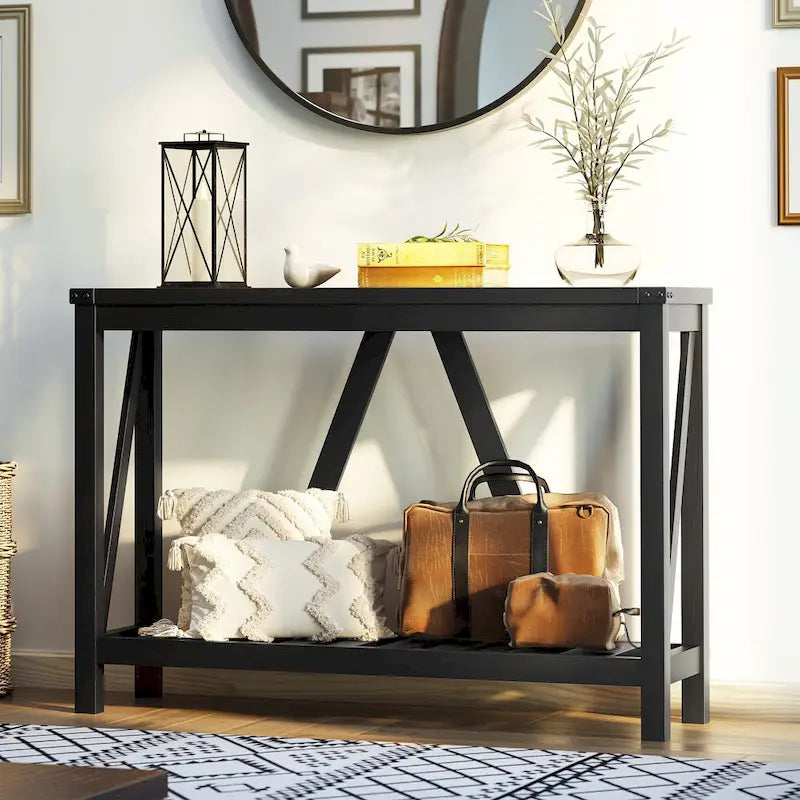 Table console d'entrée A-frame Table basse longue avec étagère – 114,99 cm L x 35,51 cm l x 80,98 cm H