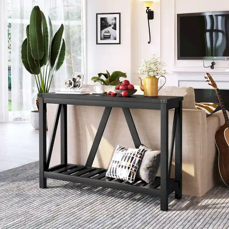 Table console d'entrée A-frame Table basse longue avec étagère – 114,99 cm L x 35,51 cm l x 80,98 cm H