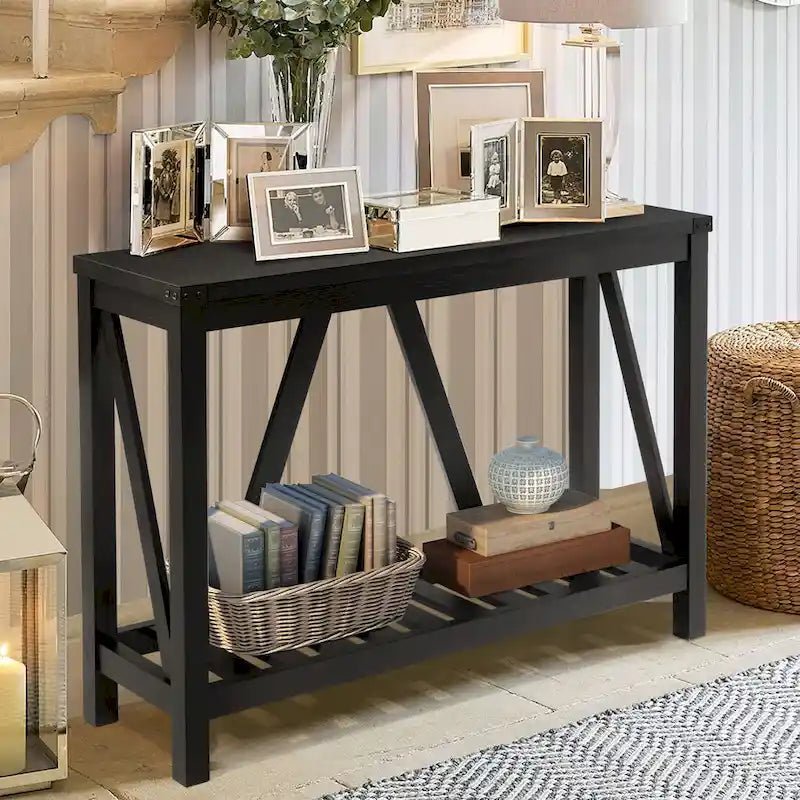 Table console d'entrée A-frame Table basse longue avec étagère – 114,99 cm L x 35,51 cm l x 80,98 cm H