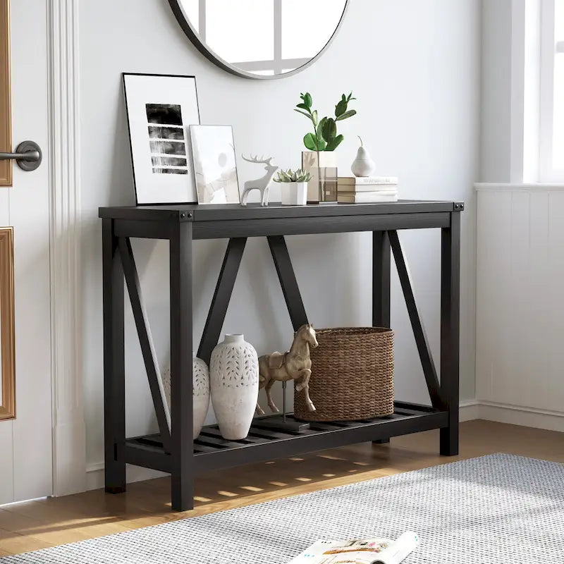Table console d'entrée A-frame Table basse longue avec étagère – 114,99 cm L x 35,51 cm l x 80,98 cm H