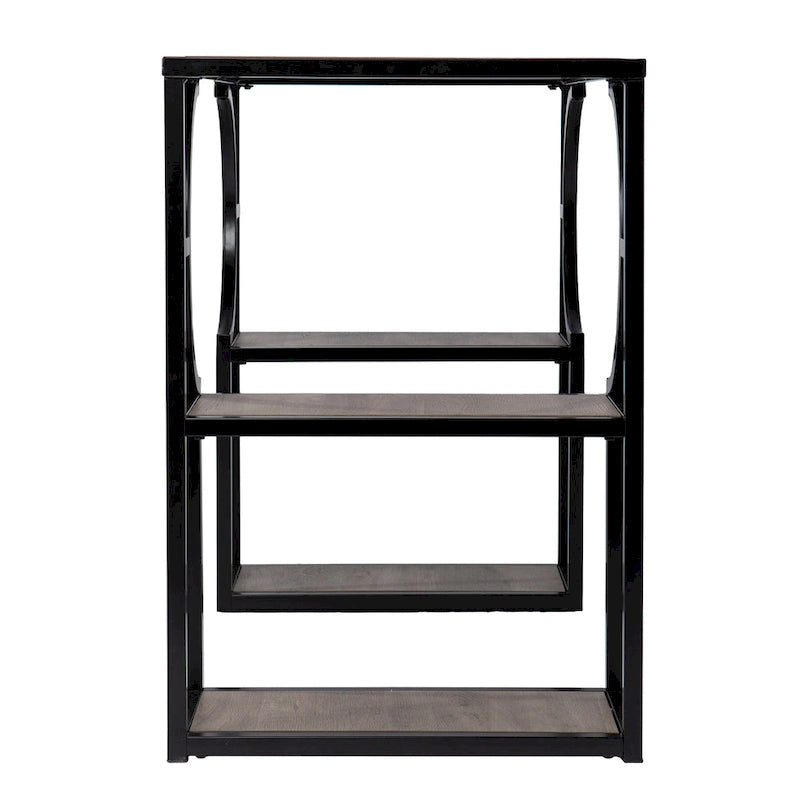 Bureau en bois de 112 cm avec 4 étagères ouvertes, naturel et noir