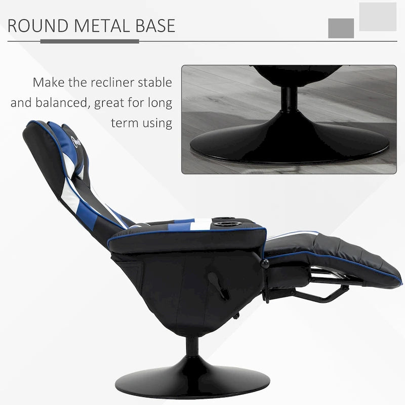 Chaise de jeu de course avec dossier inclinable et repose-pieds, appuie-tête et porte-gobelet