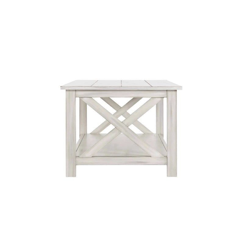 Table basse en bois blanc antique