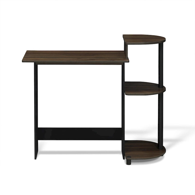 Bureau d'ordinateur compact moderne en bois avec étagères