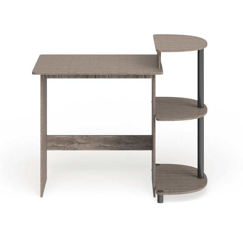 Bureau d'ordinateur compact moderne en bois avec étagères