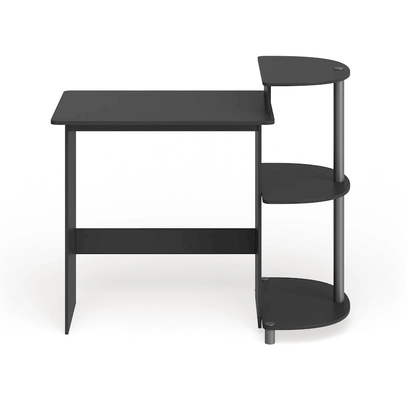 Bureau d'ordinateur compact moderne en bois avec étagères