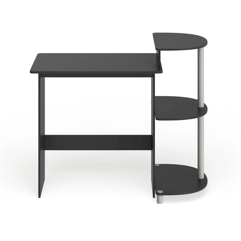 Bureau d'ordinateur compact moderne en bois avec étagères