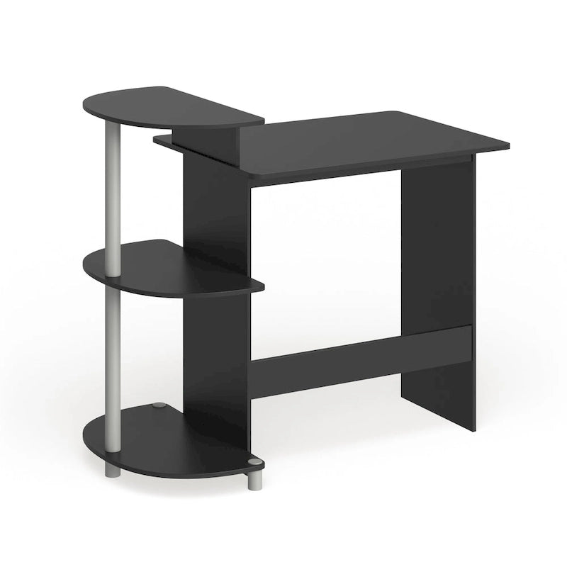Bureau d'ordinateur compact moderne en bois avec étagères