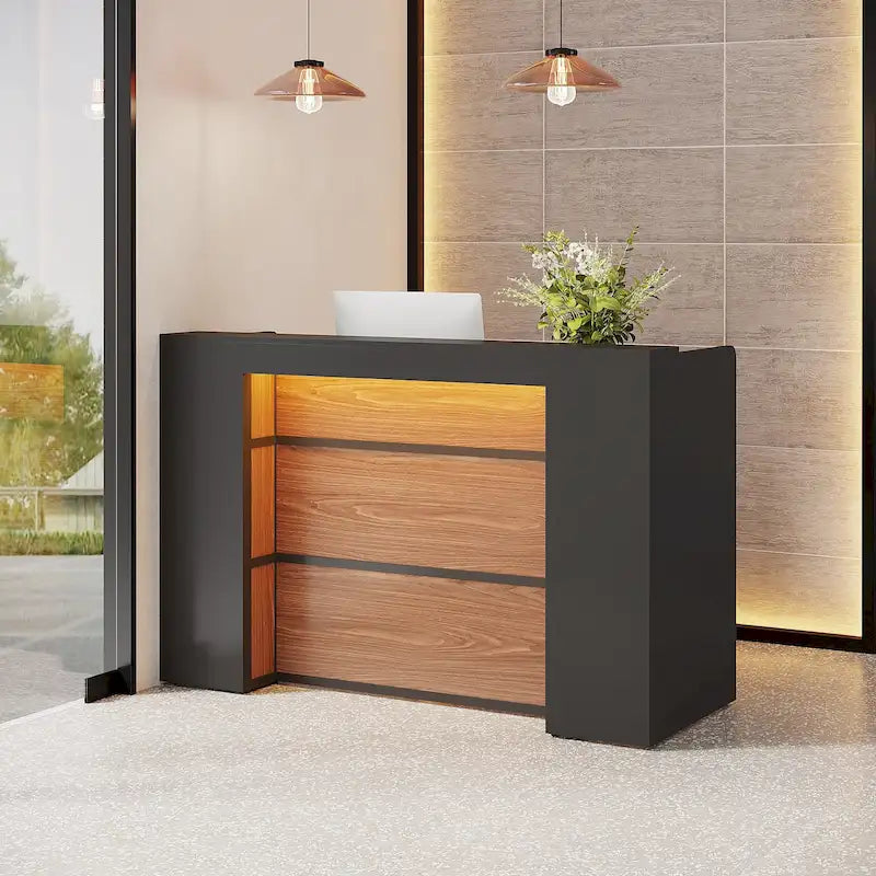 Bureau LED 63" avec panneau de confidentialité, comptoir avant pour bureau