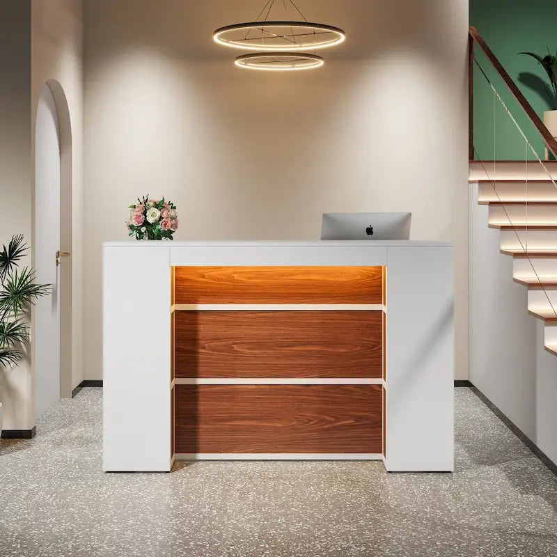 Bureau LED 63" avec panneau de confidentialité, comptoir avant pour bureau