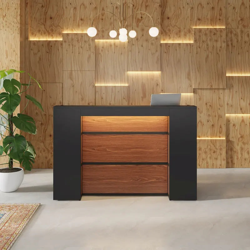 Bureau LED 63" avec panneau de confidentialité, comptoir avant pour bureau