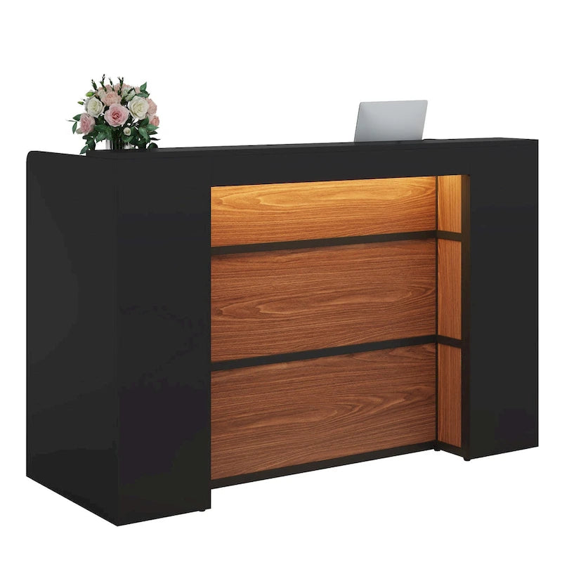 Bureau LED 63" avec panneau de confidentialité, comptoir avant pour bureau