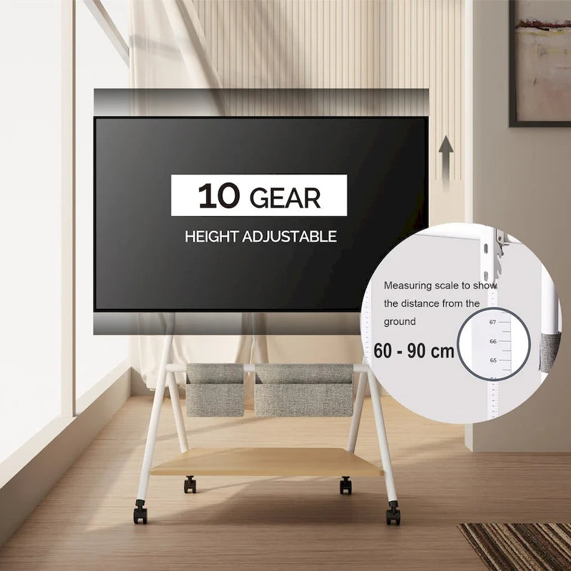 Meuble TV moderne à roulettes pour téléviseurs de 55 à 78 pouces Chariot TV mobile pour salon d'appartement