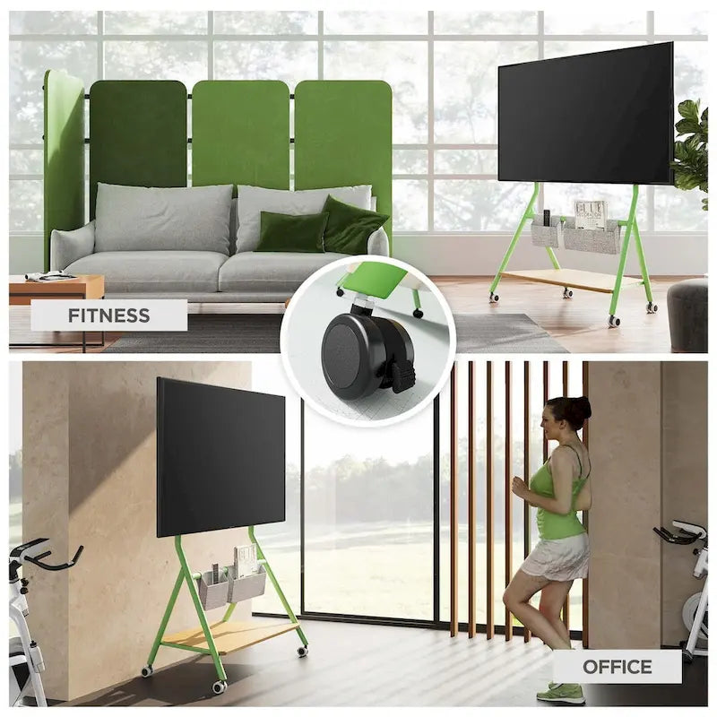 Meuble TV moderne à roulettes pour téléviseurs de 55 à 78 pouces Chariot TV mobile pour salon d'appartement