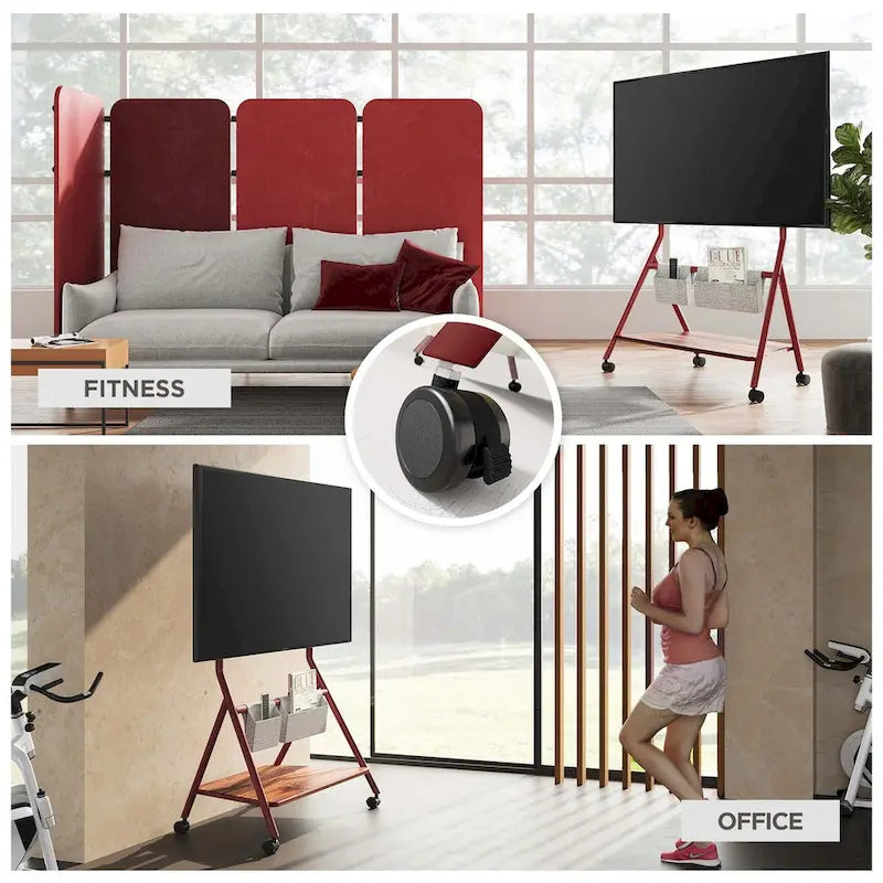 Meuble TV moderne à roulettes pour téléviseurs de 55 à 78 pouces Chariot TV mobile pour salon d'appartement