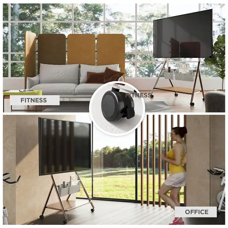 Meuble TV moderne à roulettes pour téléviseurs de 55 à 78 pouces Chariot TV mobile pour salon d'appartement