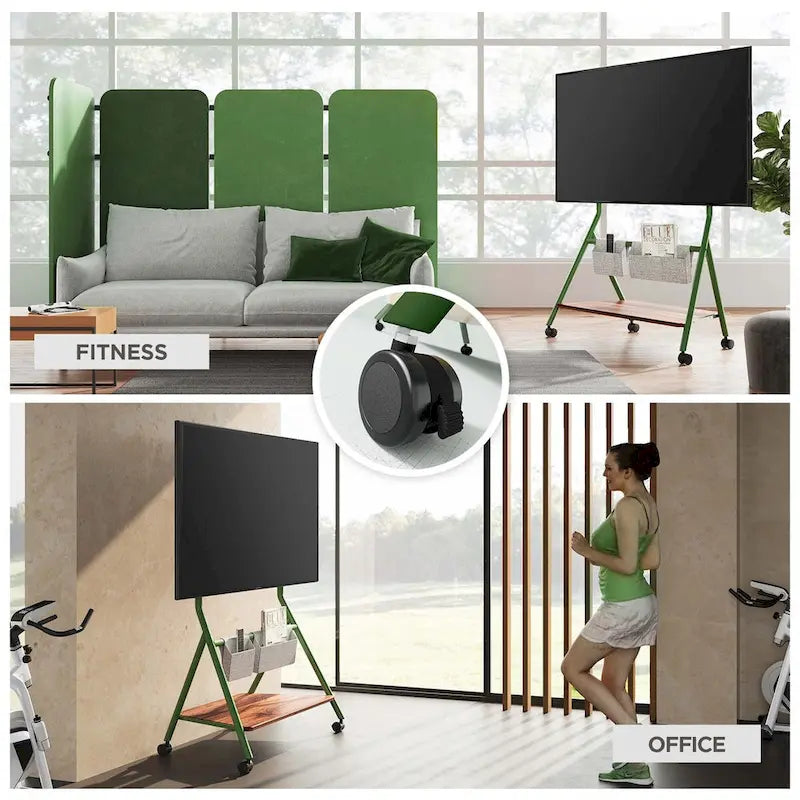 Meuble TV moderne à roulettes pour téléviseurs de 55 à 78 pouces Chariot TV mobile pour salon d'appartement