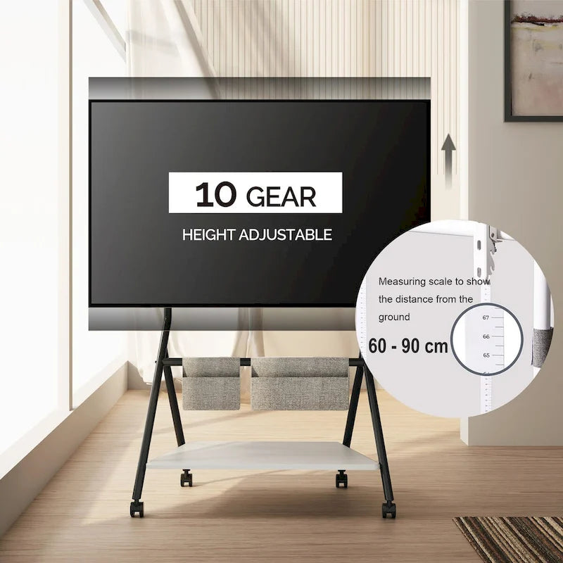 Meuble TV moderne à roulettes pour téléviseurs de 55 à 78 pouces Chariot TV mobile pour salon d'appartement