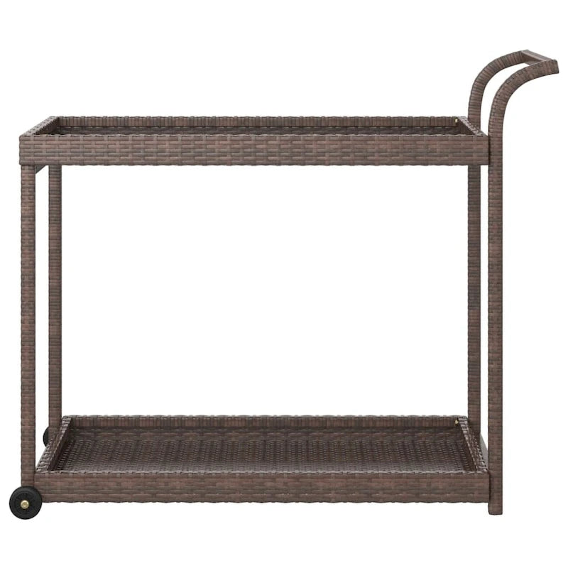 Chariot de bar extérieur à 2 niveaux Chariot de service roulant Chariot utilitaire en rotin PE – 100 x 45 x 83 cm