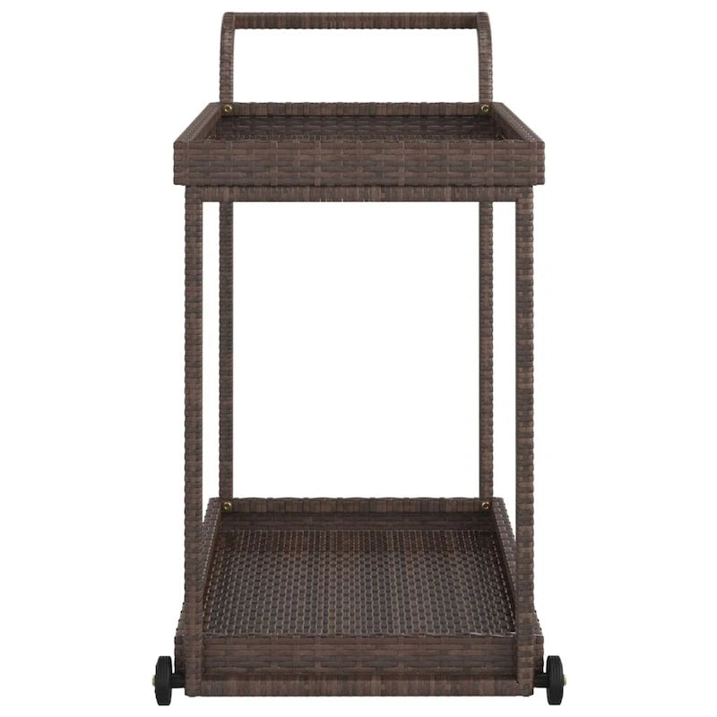 Chariot de bar extérieur à 2 niveaux Chariot de service roulant Chariot utilitaire en rotin PE – 100 x 45 x 83 cm