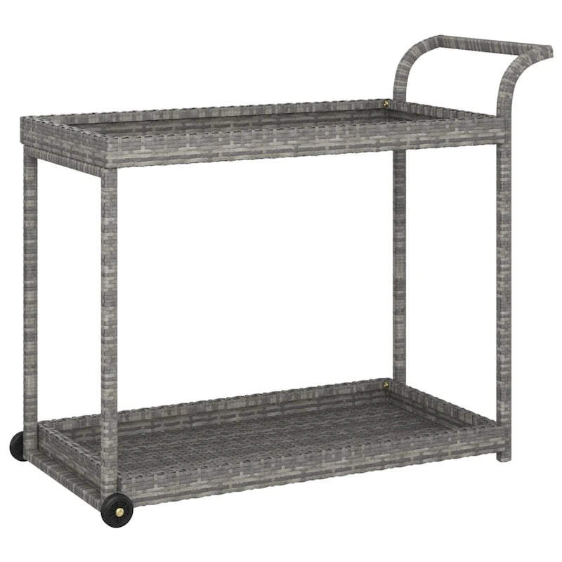 Chariot de bar extérieur à 2 niveaux Chariot de service roulant Chariot utilitaire en rotin PE – 100 x 45 x 83 cm