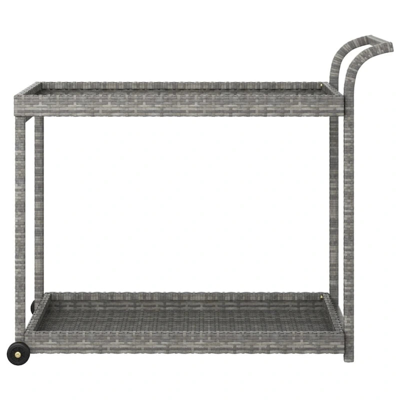 Chariot de bar extérieur à 2 niveaux Chariot de service roulant Chariot utilitaire en rotin PE – 100 x 45 x 83 cm