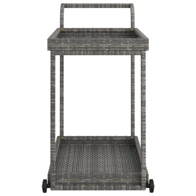Chariot de bar extérieur à 2 niveaux Chariot de service roulant Chariot utilitaire en rotin PE – 100 x 45 x 83 cm