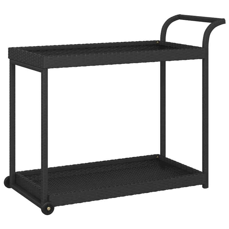 Chariot de bar extérieur à 2 niveaux Chariot de service roulant Chariot utilitaire en rotin PE – 100 x 45 x 83 cm
