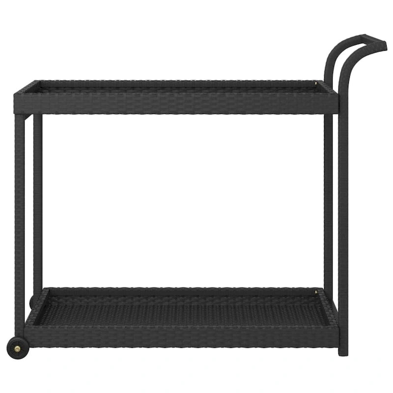 Chariot de bar extérieur à 2 niveaux Chariot de service roulant Chariot utilitaire en rotin PE – 100 x 45 x 83 cm