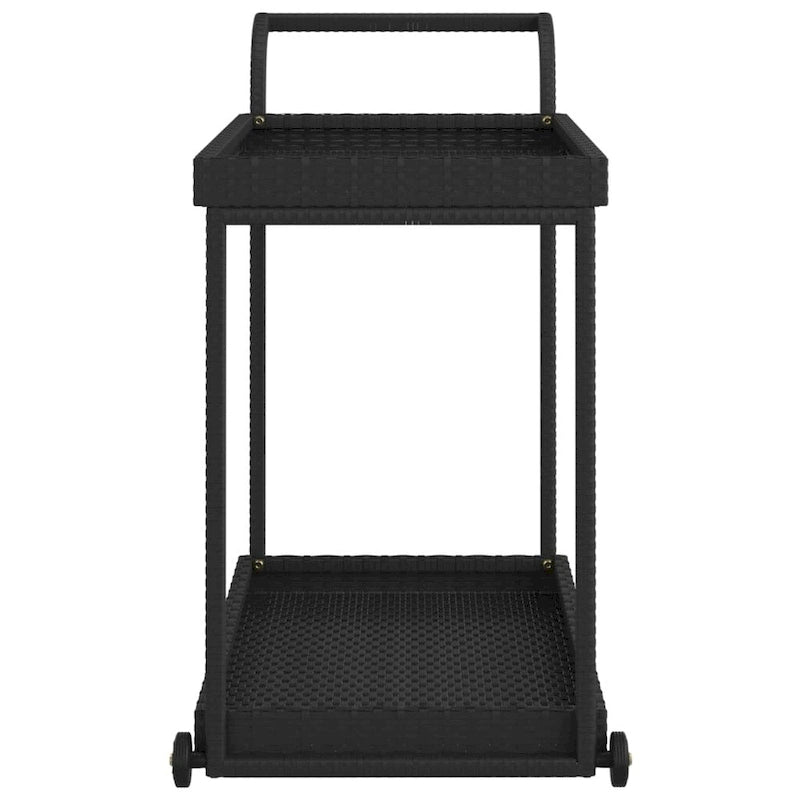 Chariot de bar extérieur à 2 niveaux Chariot de service roulant Chariot utilitaire en rotin PE – 100 x 45 x 83 cm
