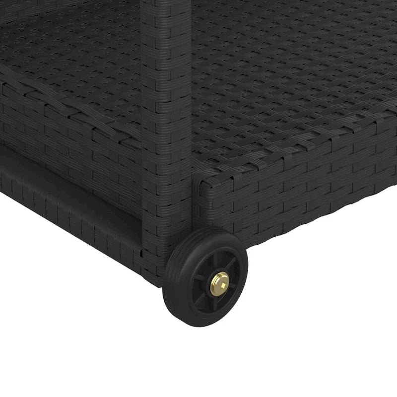 Chariot de bar extérieur à 2 niveaux Chariot de service roulant Chariot utilitaire en rotin PE – 100 x 45 x 83 cm