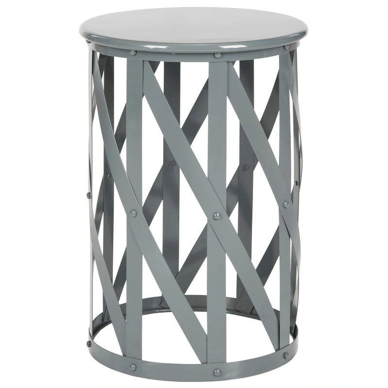 Tabouret en fer à treillis gris - 14 x 14 x 20.7 - 14lx14Px20H