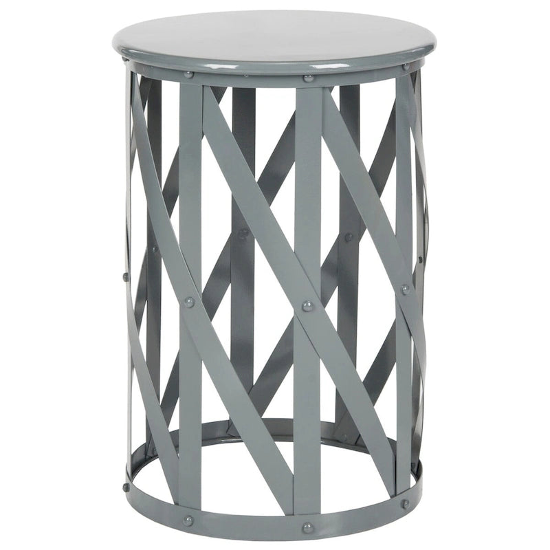 Tabouret en fer à treillis gris - 14 x 14 x 20.7 - 14lx14Px20H