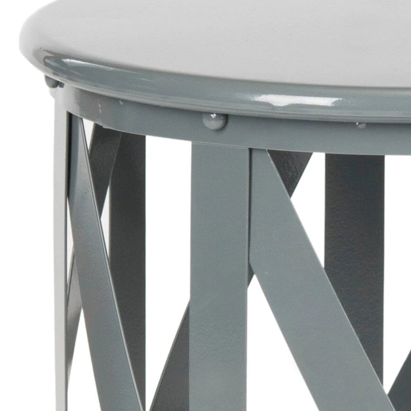 Tabouret en fer à treillis gris - 14 x 14 x 20.7 - 14lx14Px20H
