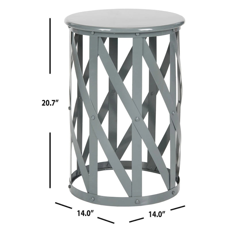 Tabouret en fer à treillis gris - 14 x 14 x 20.7 - 14lx14Px20H