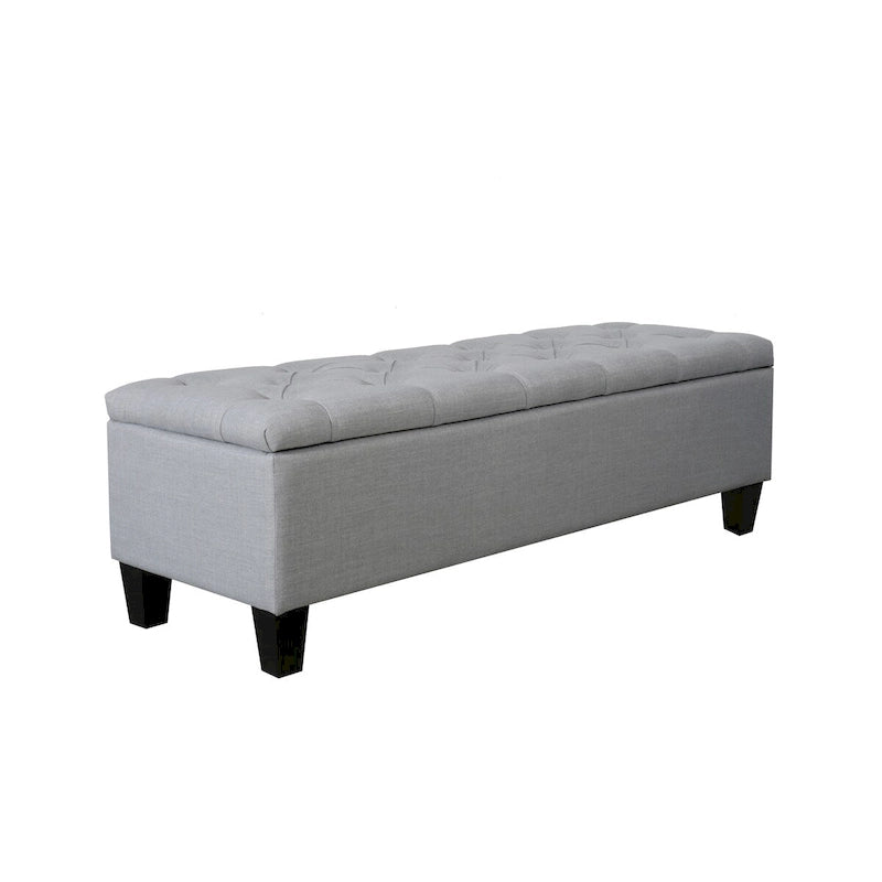 Banc de rangement capitonné en tissu avec couvercle à charnière