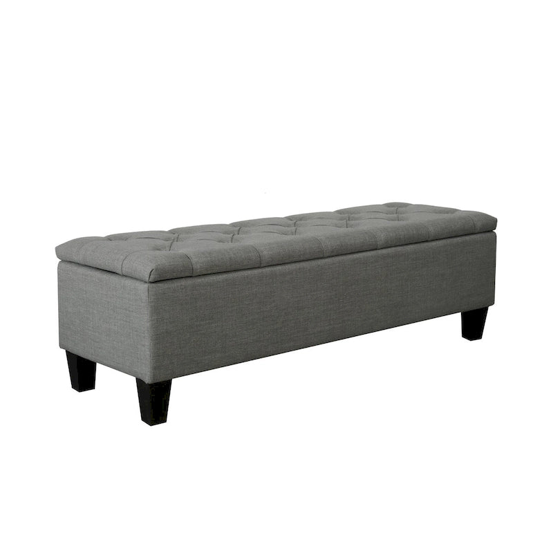 Banc de rangement capitonné en tissu avec couvercle à charnière