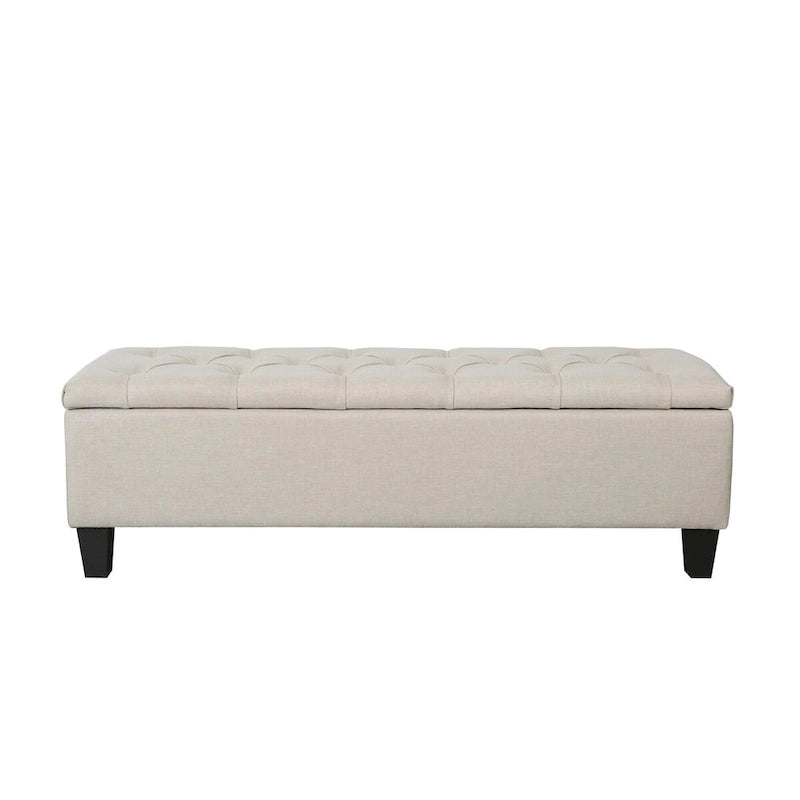 Banc de rangement capitonné en tissu avec couvercle à charnière