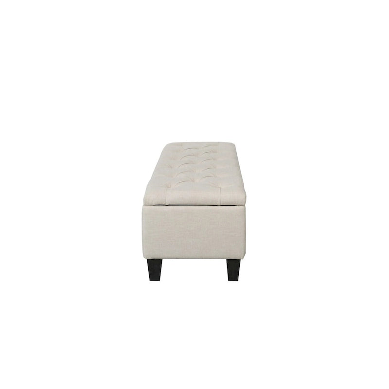 Banc de rangement capitonné en tissu avec couvercle à charnière