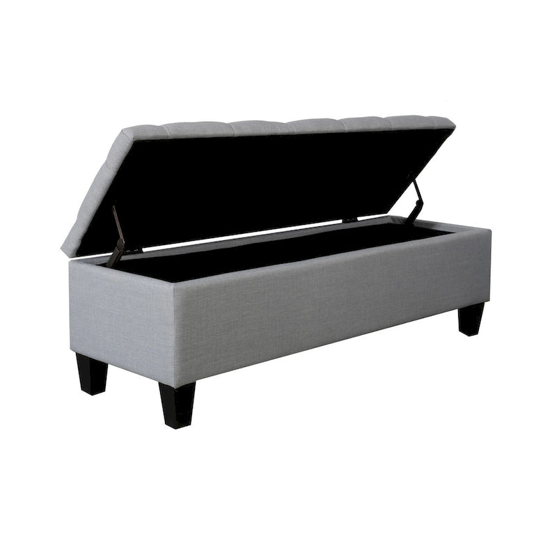 Banc de rangement capitonné en tissu avec couvercle à charnière
