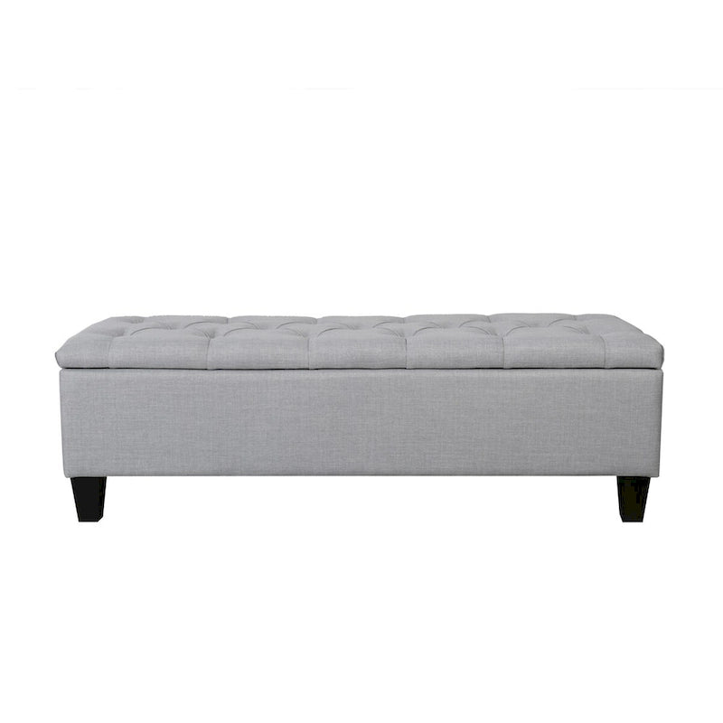 Banc de rangement capitonné en tissu avec couvercle à charnière