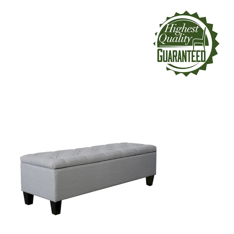 Banc de rangement capitonné en tissu avec couvercle à charnière