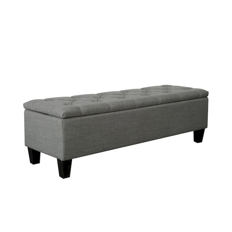 Banc de rangement capitonné en tissu avec couvercle à charnière