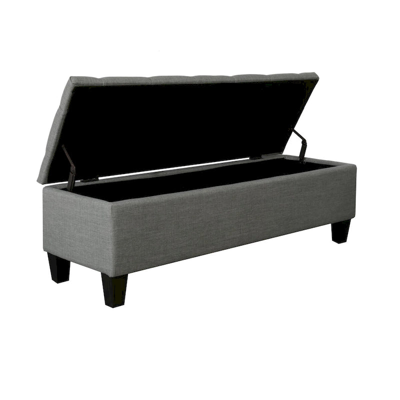 Banc de rangement capitonné en tissu avec couvercle à charnière