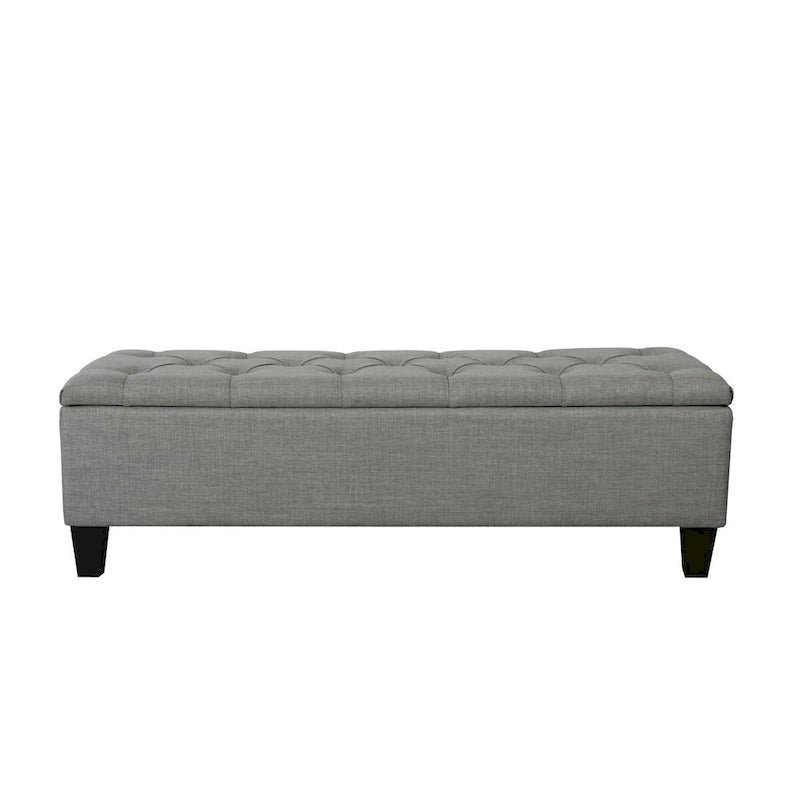 Banc de rangement capitonné en tissu avec couvercle à charnière