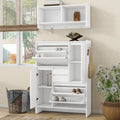 Meuble à chaussures avec armoire murale, meuble de hall peu encombrant avec 2 tiroirs basculants, meuble d'appoint polyvalent pour couloir, blanc