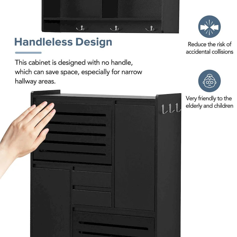 Meuble à chaussures avec armoire murale, meuble de hall peu encombrant avec 2 tiroirs basculants, meuble d'appoint polyvalent pour couloir, blanc