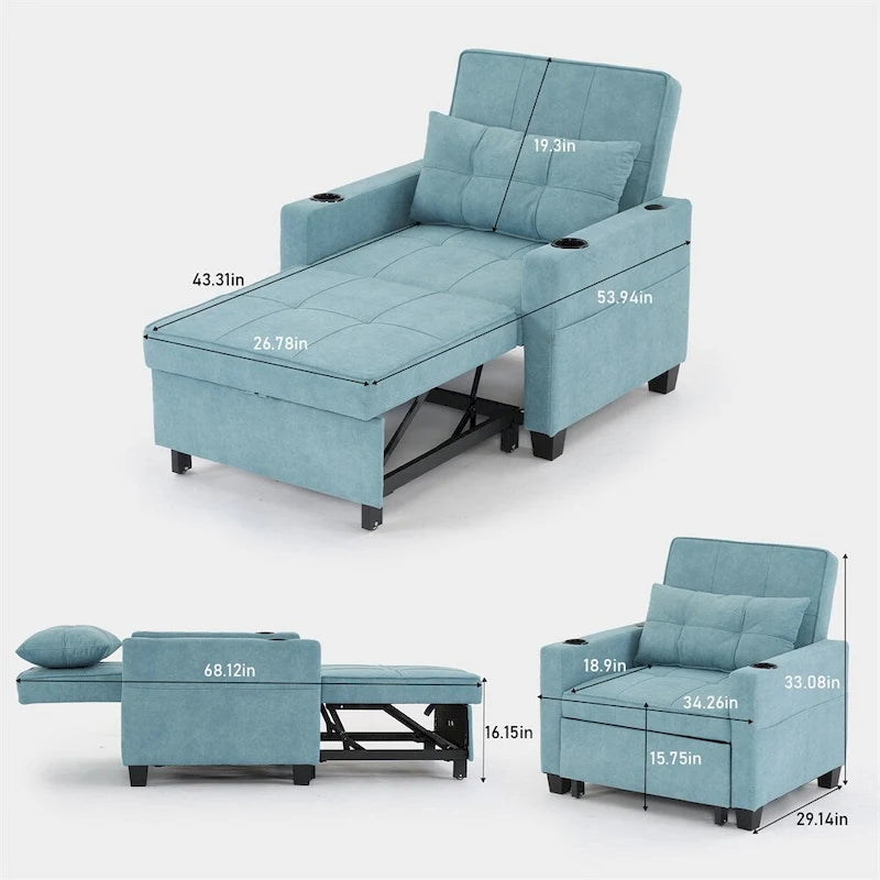 Fauteuil convertible 3-en-1 avec ports USB