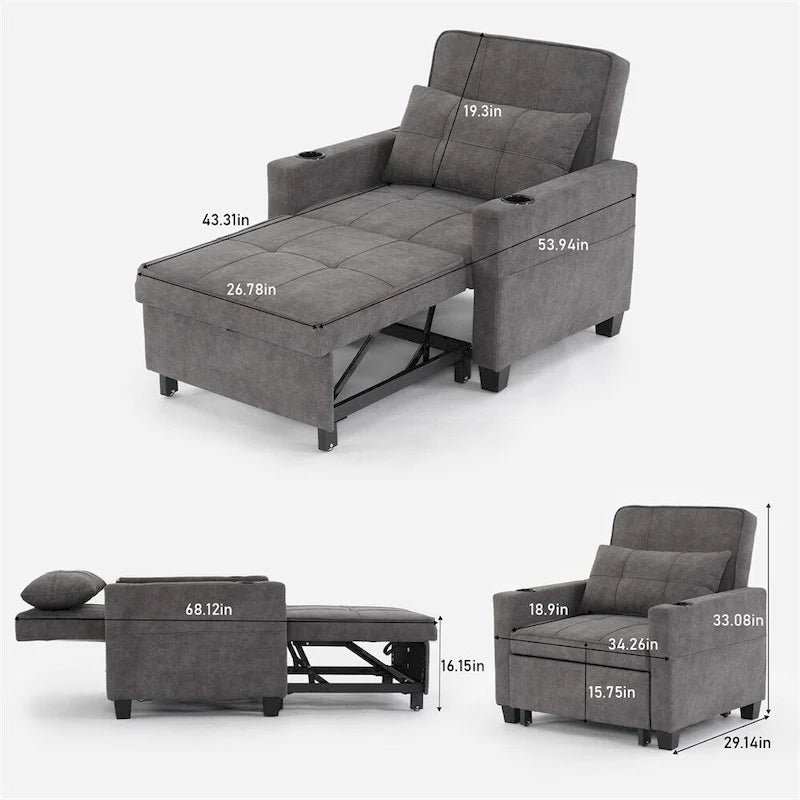 Fauteuil convertible 3-en-1 avec ports USB