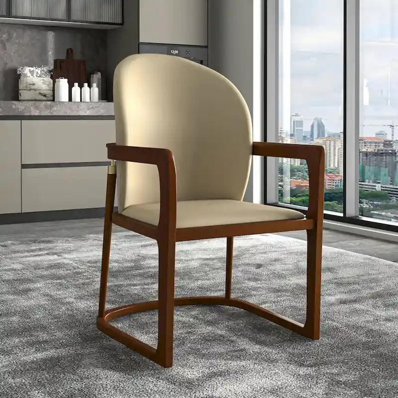 Chaise de salle à manger moderne en cuir capitonné